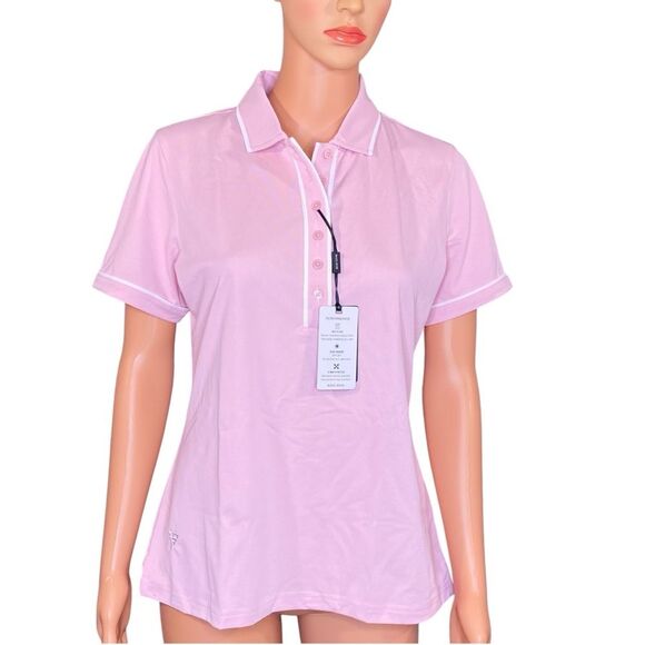 Maelreg NWT Performance Polo Golf Shirt Womens Size Medium Pink Button Up - Picture 1 of 7